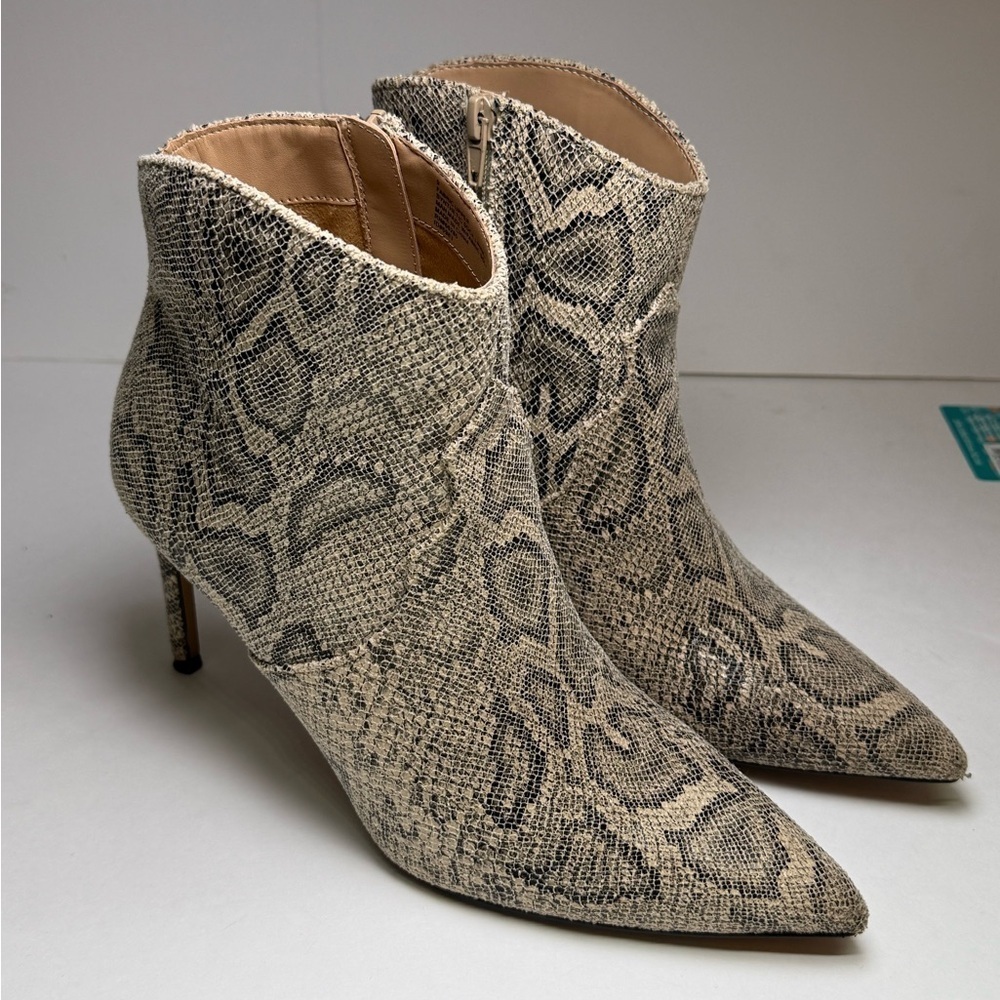 Express Snakeskin Stiletto Ankle Boots Women’s Size 9 Side Zip 3.5” Heel